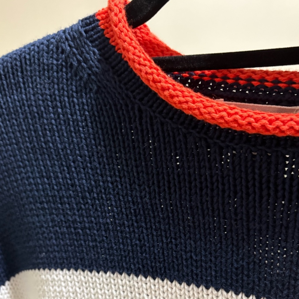 Caslon Easy Pima Cotton Roll Neck Striped Sweater in Navy Ivory Stripe - Picture 7 of 7